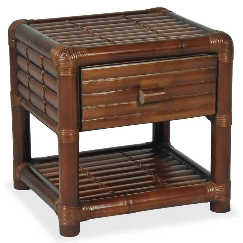 Vidaxl Nočný stolík, 45x45x40 cm, bambus, tmavohnedý